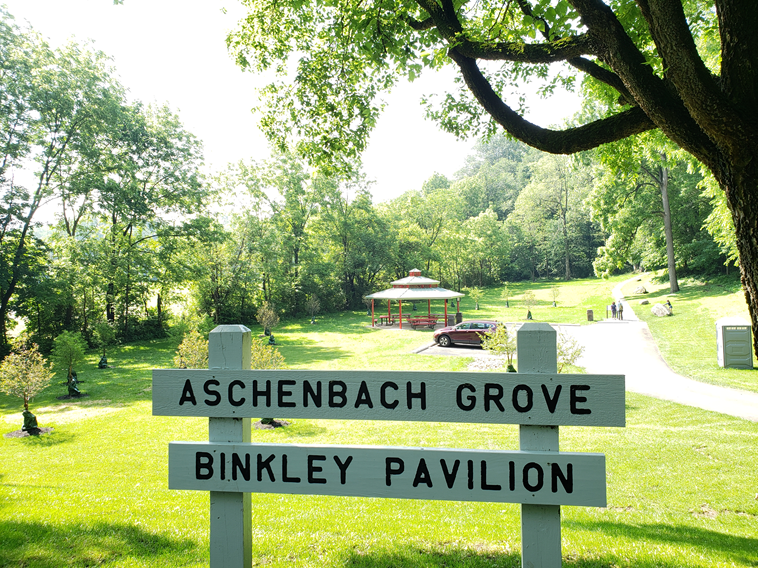 Photo of completed Binkley Pavilion in Aschenbach Grove