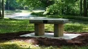 Newly Installed Stone Memorial Bench by a River
