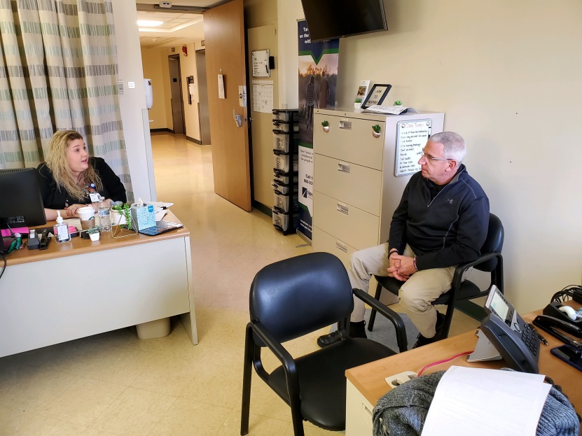 SAAT Coordinator Mike McRill meets with New Vision Service Coordinator Megan Campbell